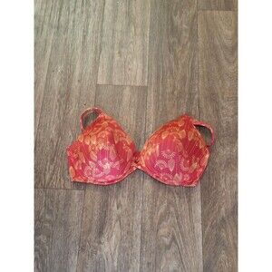 Women's Red Floral Print Push-Up Bra